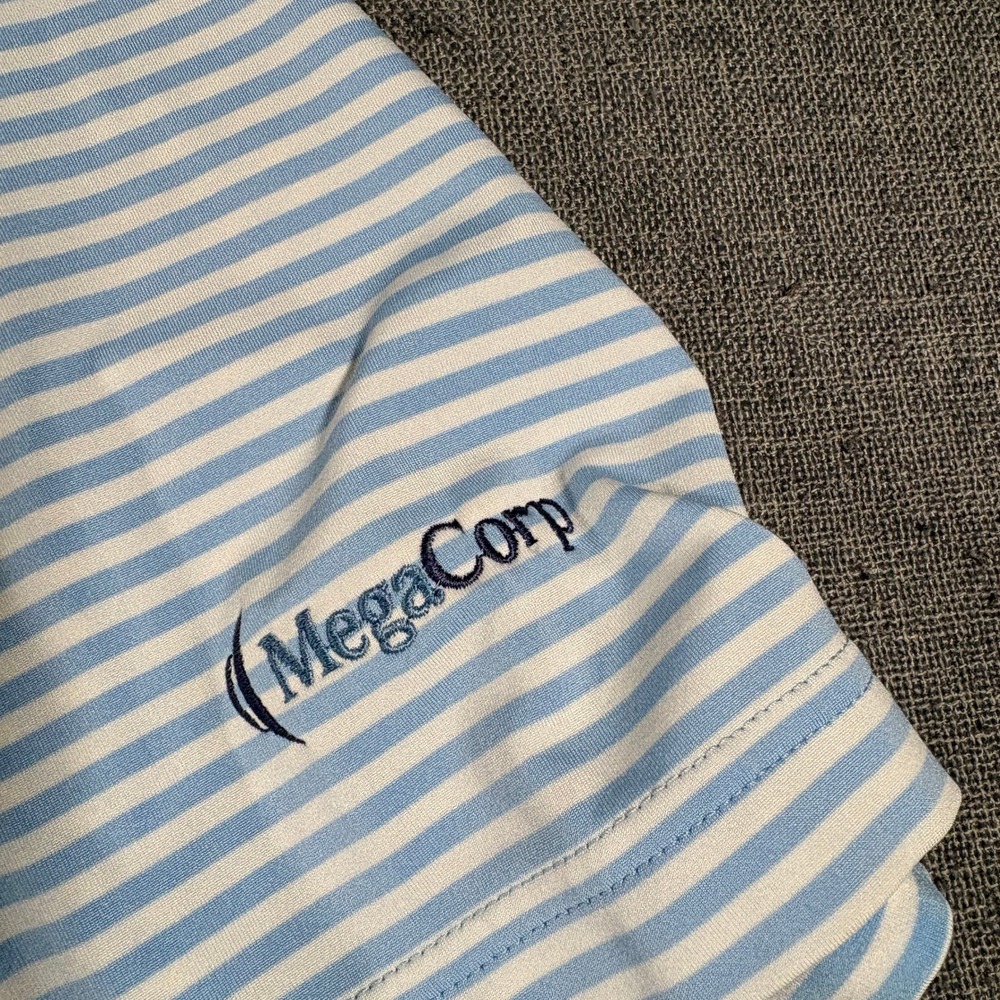Peter Millar Polo Shirt Mens XL Blue White Striped Summer Comfort Performance - Picture 2 of 7